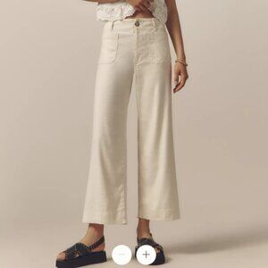 The Colette Linen Blend Crop Wide-Leg Pants by Maeve